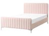 Bett mit Lattenrost Samtstoff LUNAN 120 x 200 cm Pastellrosa
