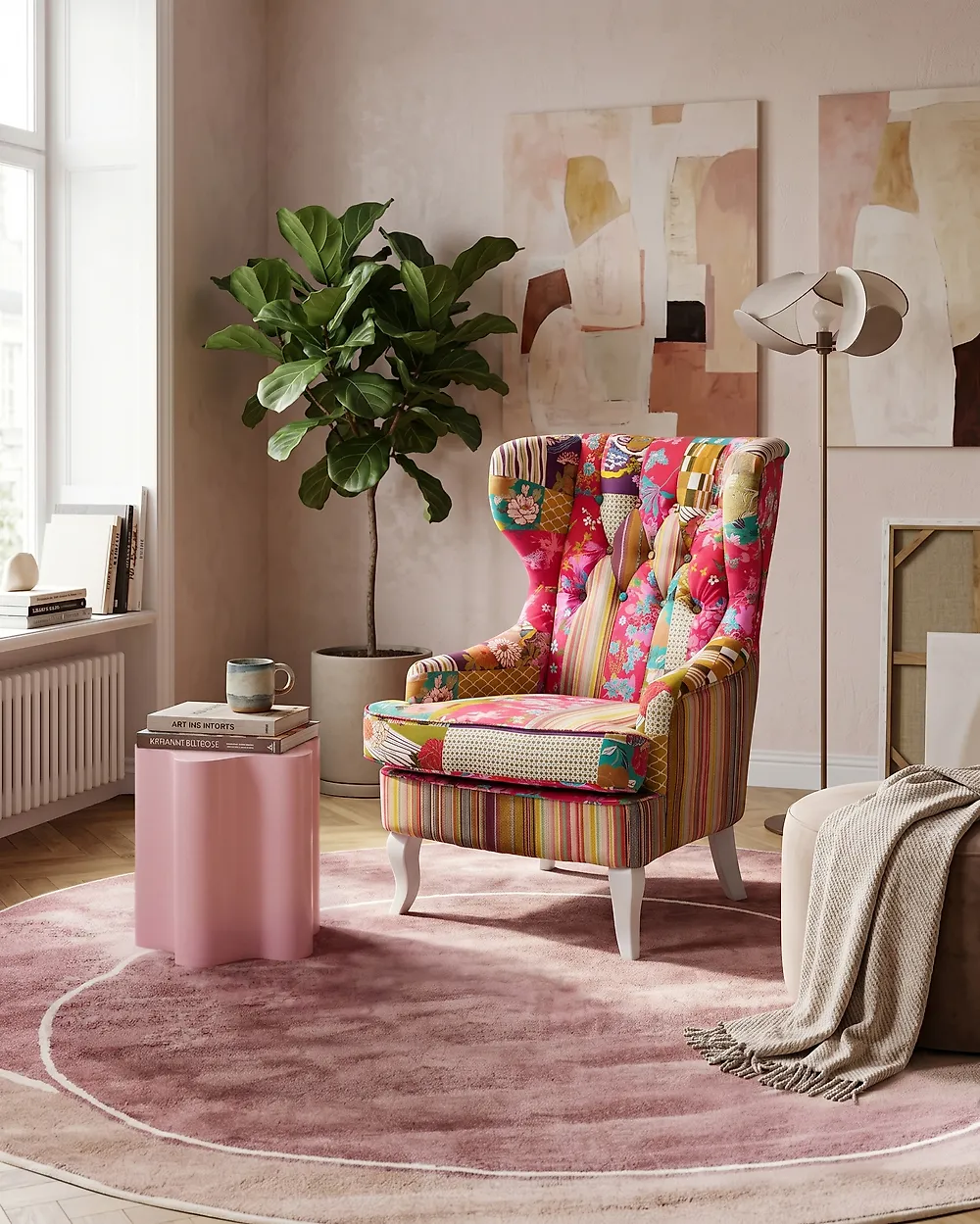 Ohrensessel MOLDE Stoff Fuchsia