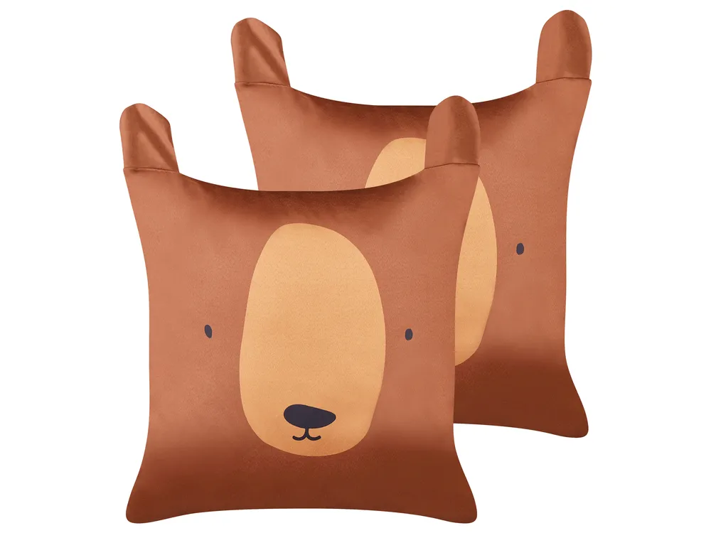 Dekokissen 2er Set TEDDYBEAR Baumwolle 45 x 45 cm Braun