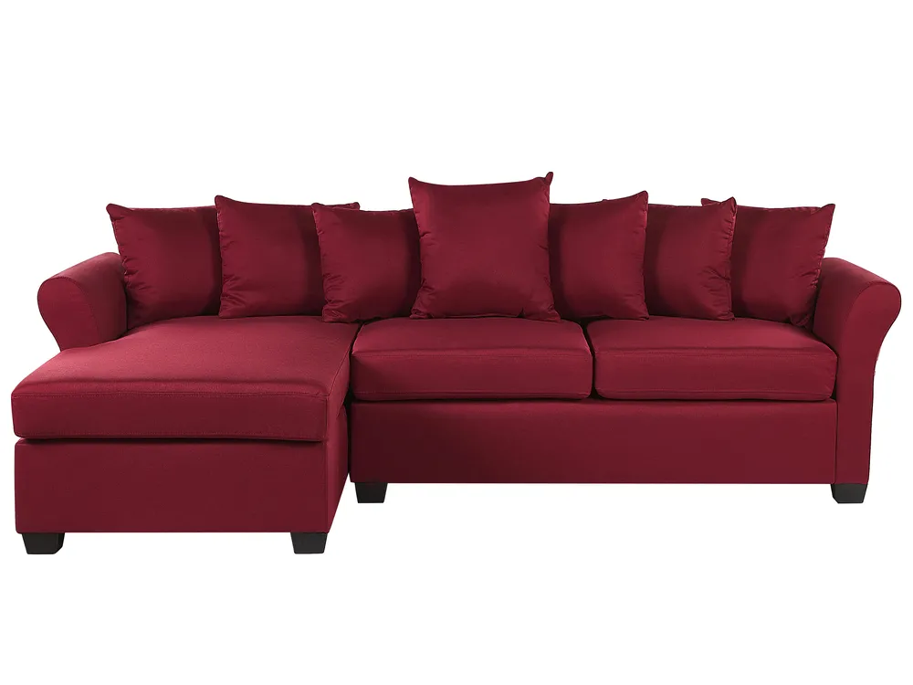 Corner Sofa 3 Seater VIKNA Fabric Dark Red Right Hand