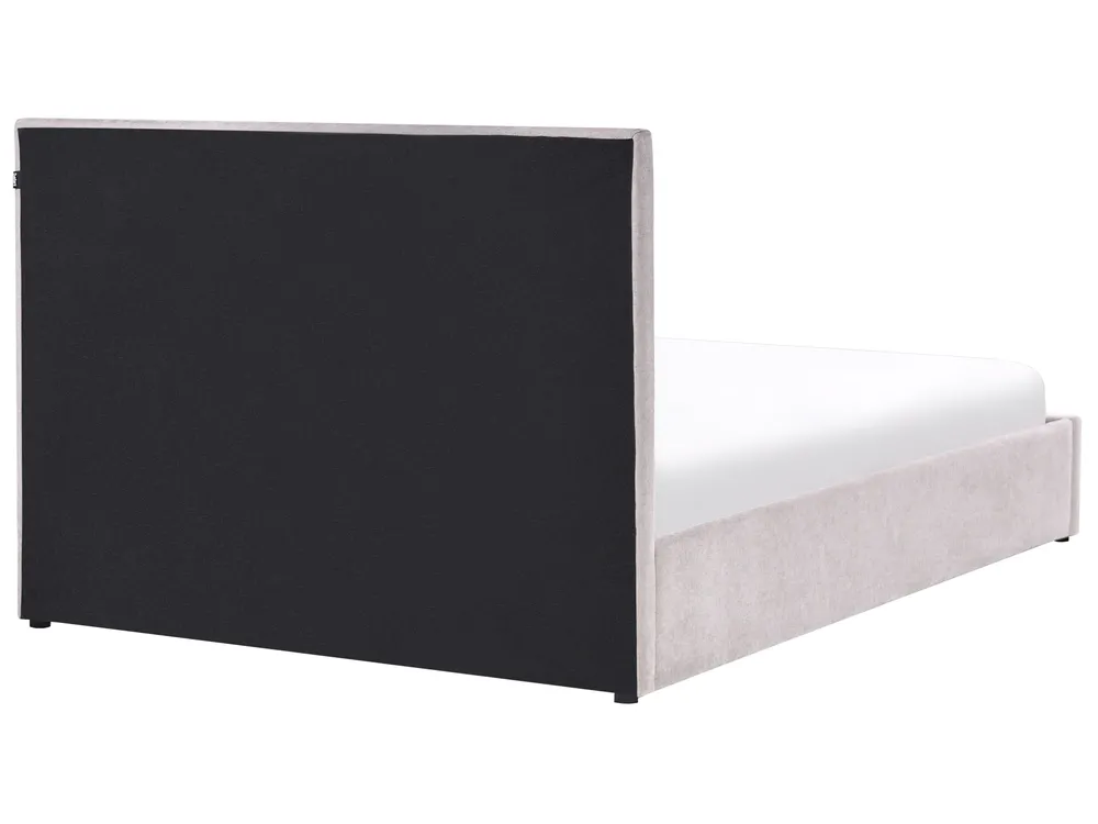 Lit ottoman QUIBERON Tissu chenille Taupe 160 x 200 cm_1023245