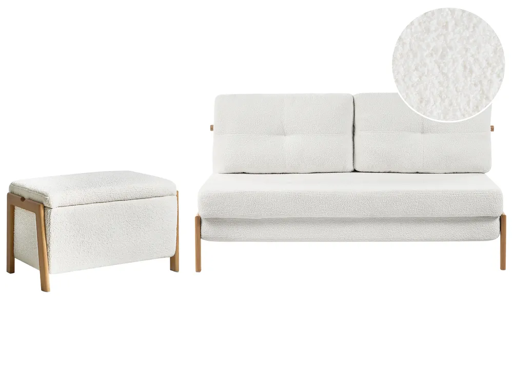 Sofa Set 3-Sitzer EDLAND mit Bank Bouclé Weiß