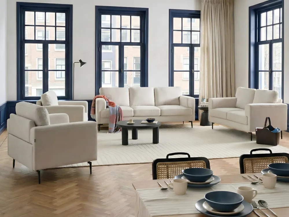 Sofa Set 7-Sitzer LOUSTO Stoff Hellbeige