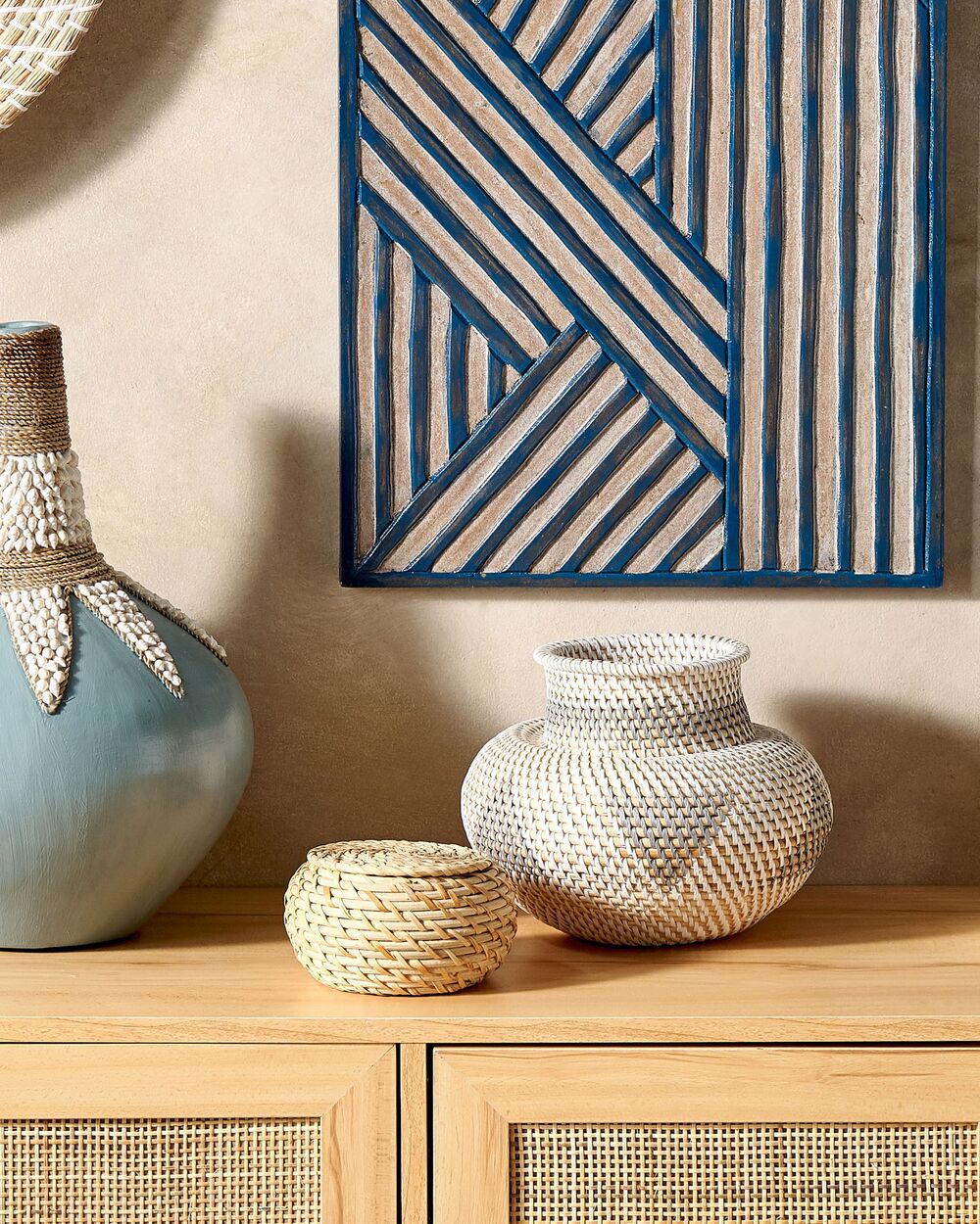 Decorative Vase ASAHAN 22 cm Rattan Natural