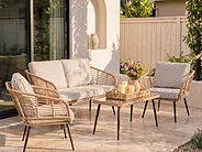 Garden Lounge Set with Table 4 Seater CORINTH PE Rattan Natural_1156829