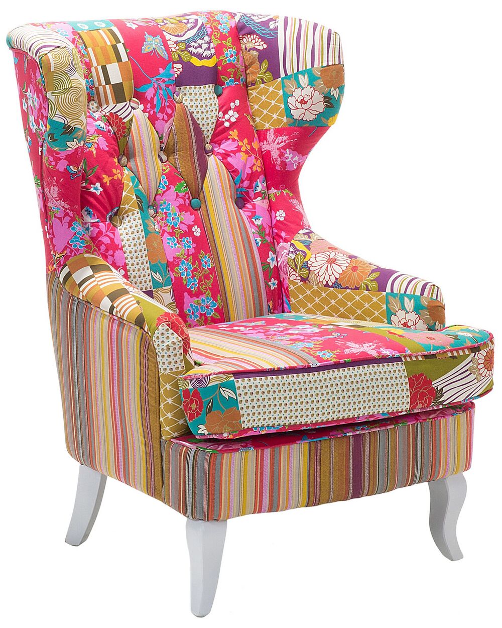 Wingback Chair MOLDE Fabric Fuchsia Pink