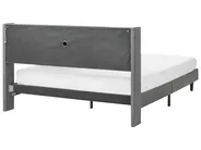 Bed with LED BEAULIEU Fabric Dark Grey 160 x 200 cm (EU King Size) with USB Port with Storage_993605