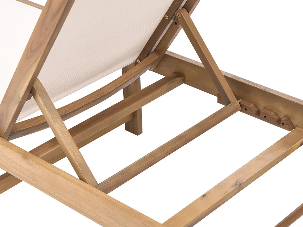 Sonnenliege PEDESINA mit Relaxfunktion Akazienholz Beige_1034525