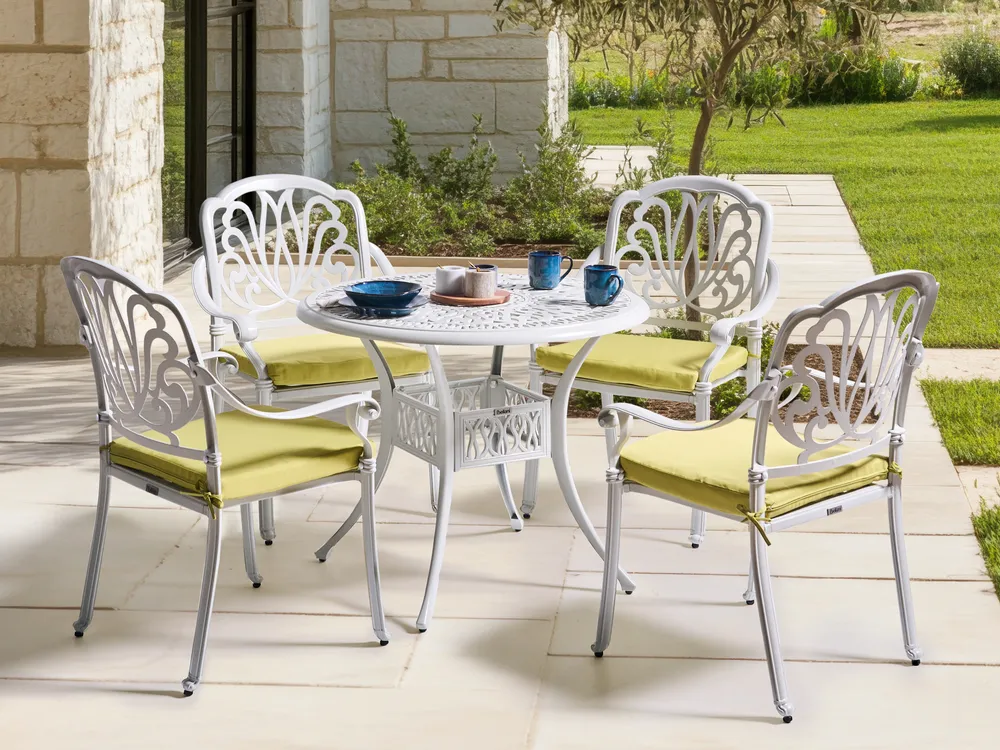 Gartenmöbel Set 4-Sitzer ANCONA inkl. Kissen Metall Cremeweiß