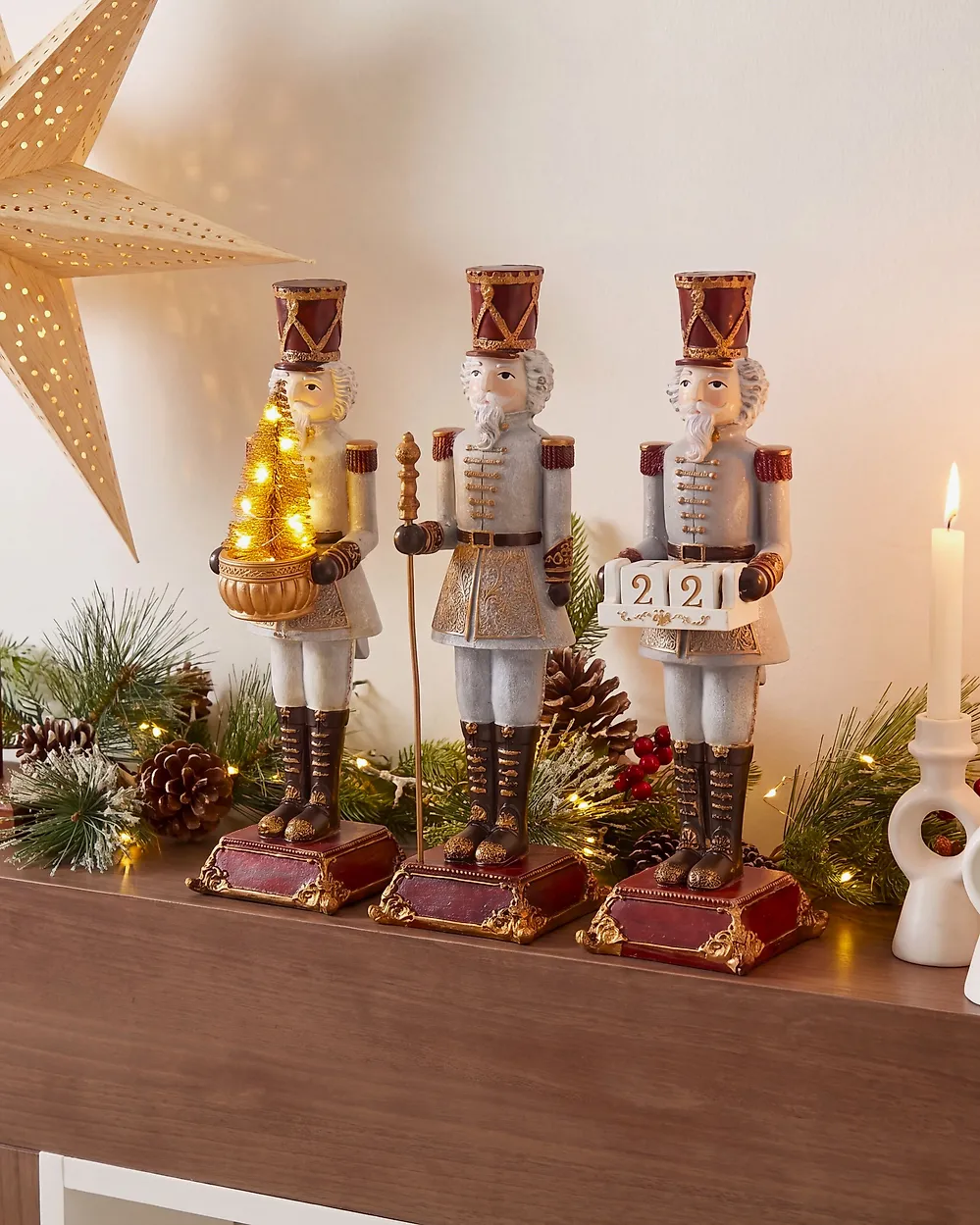Set van 3 figuren LED PELLOSNIEMI 32 cm Notenkraker Meerkleurig
