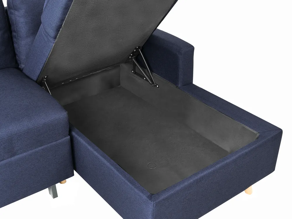 Eckschlafsofa 4-Sitzer FLAKK mit Stauraum Stoff Marineblau linksseitig_989304
