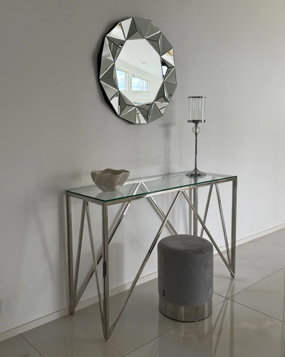 Pouf BRIGITTE Samtstoff Grau_983481