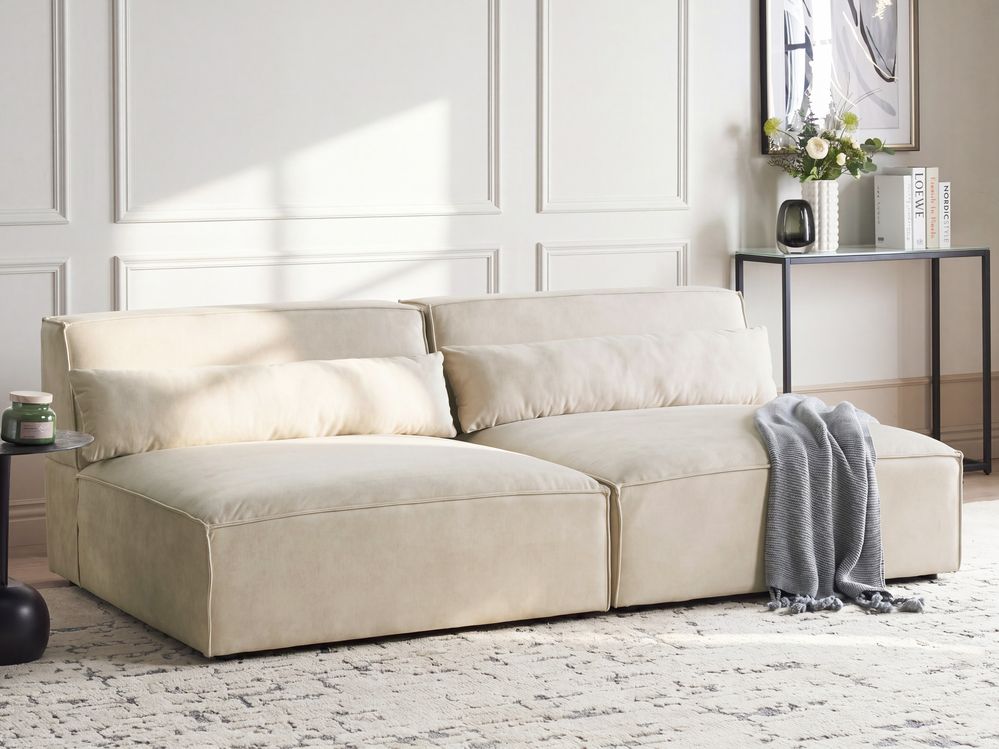 Modular Sofa 2 Seater HELLNAR Velvet Light Beige