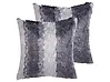 Dekokissen 2er Set HORDEUM 45 x 45 cm Webpelz Grau Streifenmuster