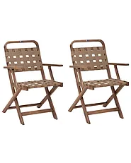 Set of 2 Garden Chairs MILZANO Acacia Wood Brown_1156058