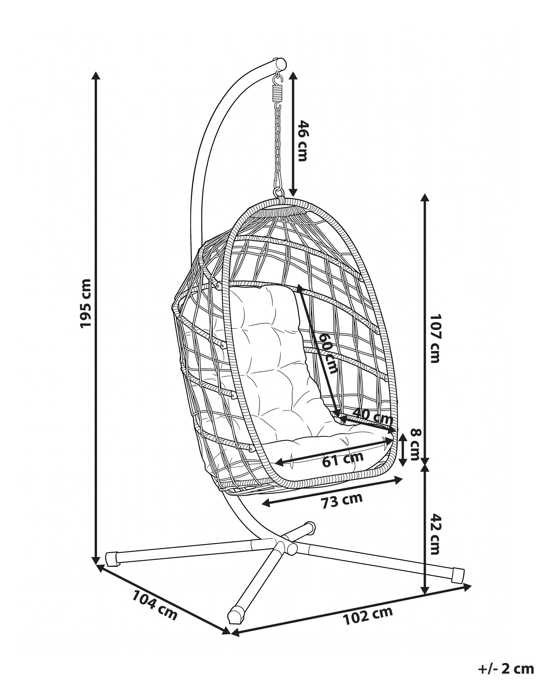 Hanging Chair with Stand MORNESE Metal Natural_1146581