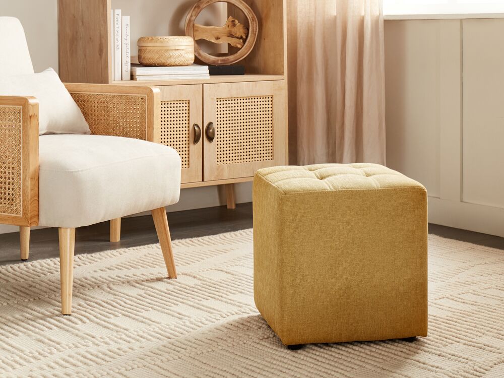 Pouffe KANSAS Fabric Yellow