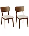 Esszimmerstuhl 2er Set MINIER Holz Dunkelbraun / Beige