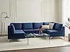 Modular U-Shape Sofa 6 Seater EVJA Velvet Navy Blue
