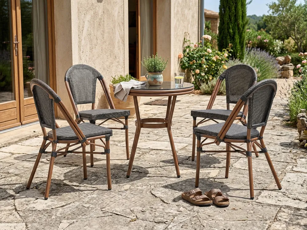 Outdoor Bistrotisch RIFREDDO 70 cm 70 cm Sicherheitsglas Grau
