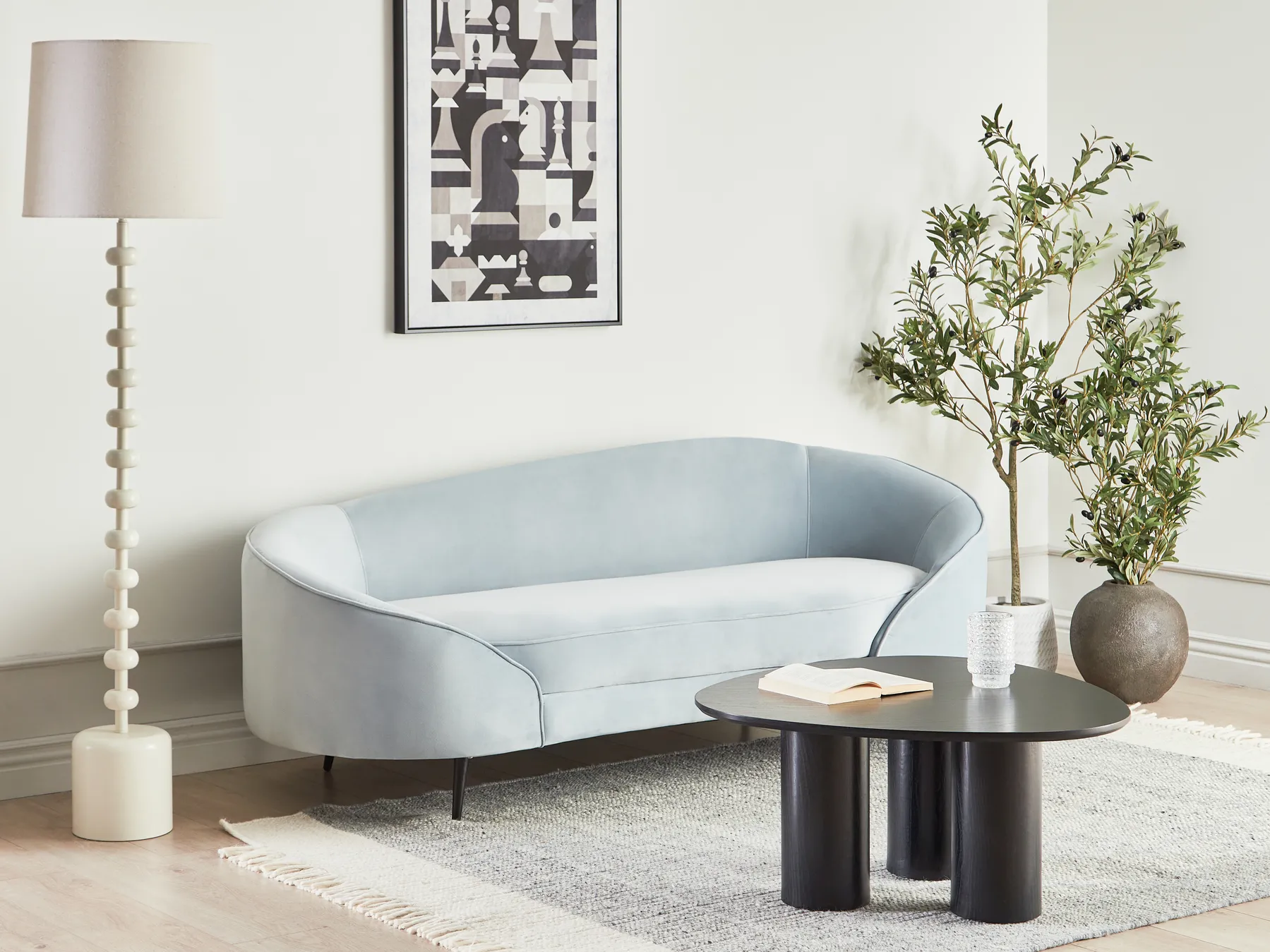 Sofa 2 Seater SAVAR Velvet Light Blue_835617