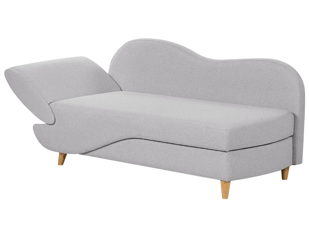 Linksseitige Chaiselongue MERI mit Stauraum Kunstleinen Hellgrau_881197