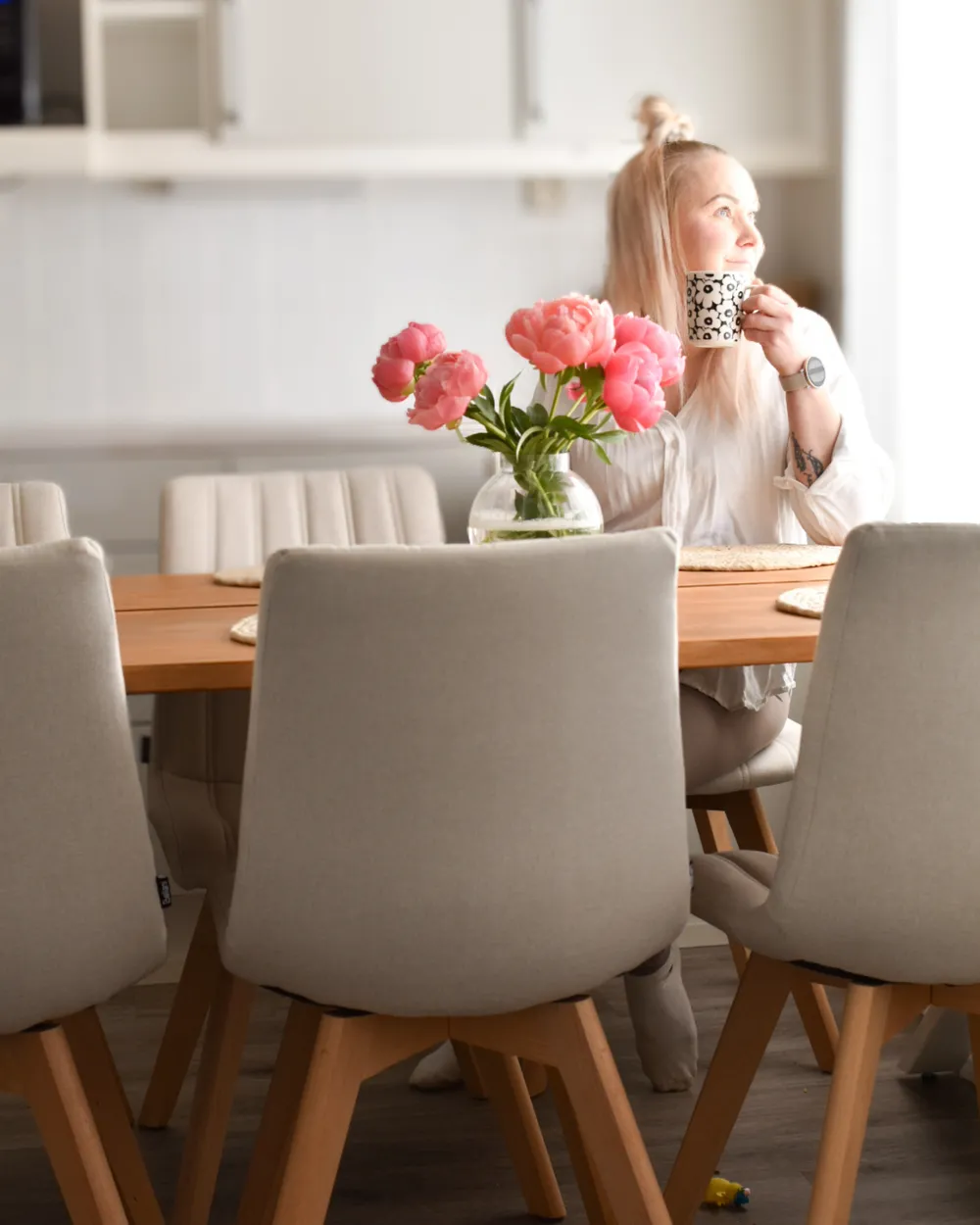Set of 2 Dining Chairs CALGARY Fabric Off-White_983792