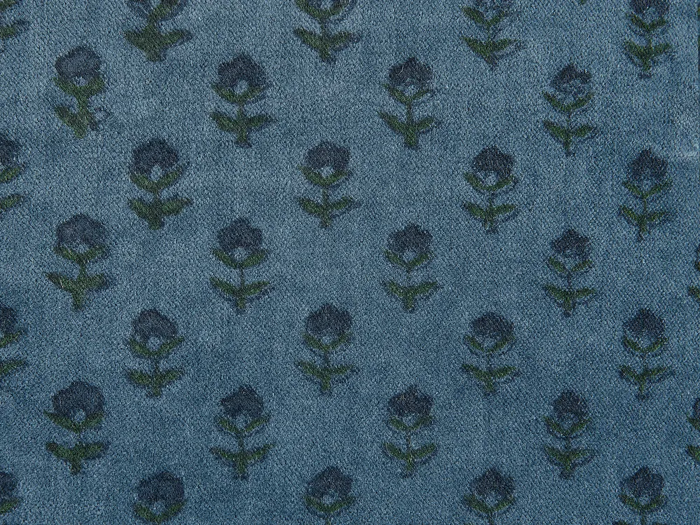 Dekokissen 2er Set RIBES 45 x 45 cm Samtstoff Dunkelblau Blumenmuster_838242