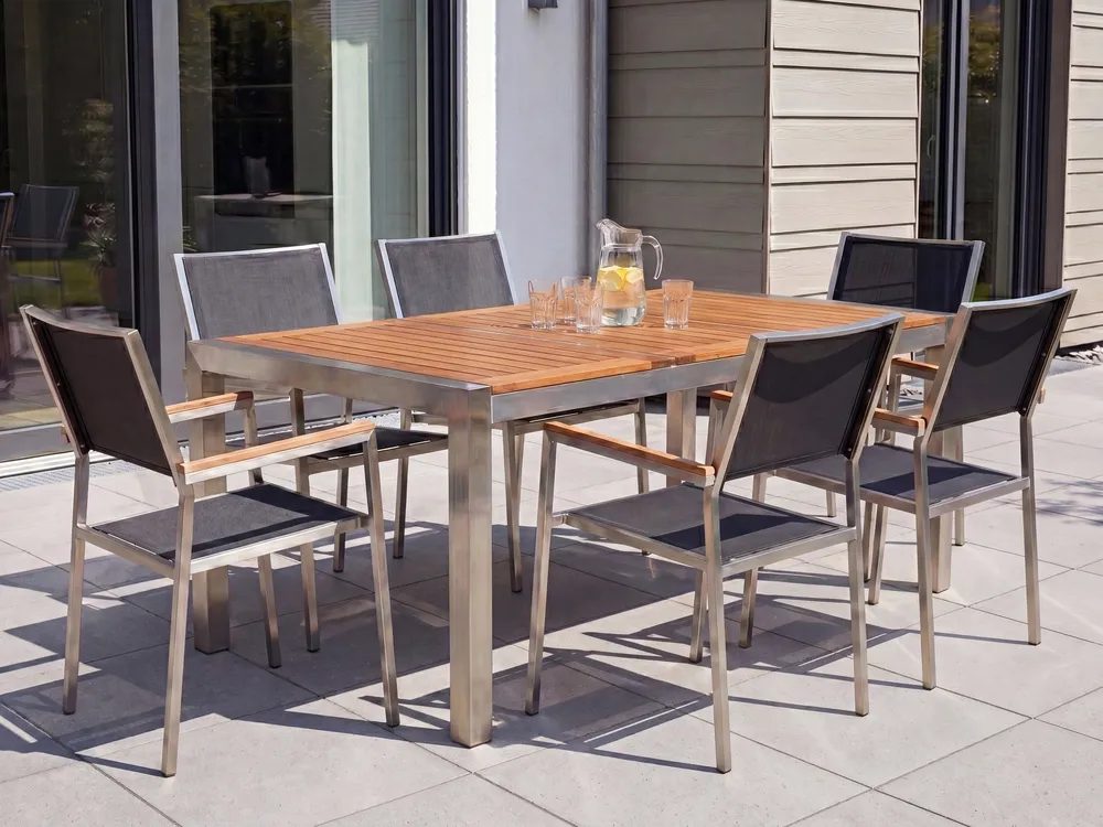 Gartenmöbel Set 6-Sitzer GROSSETO Eukalyptusholz Braun / Schwarz