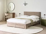 Bed with Storage Drawers LONZAC Velvet Taupe 140 x 200 cm (EU Double)_1014827