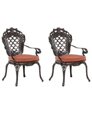 Set mit 2 Stühlen und Sitzkissen LIZZANO Metall Dunkelbraun_765545
