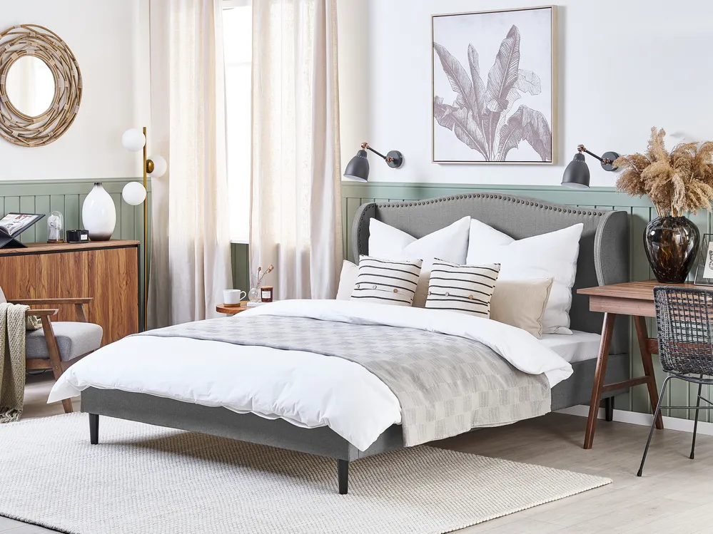 Bett mit Lattenrost Stoff COLMAR 140 x 200 cm Grau