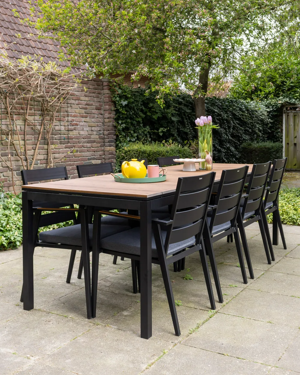 Gartenmöbel Set 8-Sitzer VALCANETTO/TAVIANO inkl. Kissen Metall Schwarz_981150