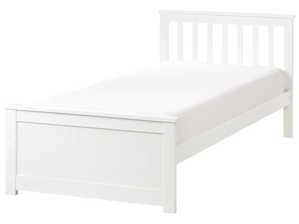 Bett mit Lattenrost Kiefernholz OLENDON 90 x 200 cm Weiß