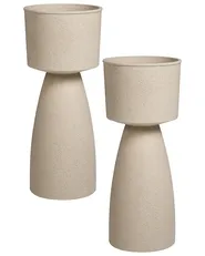 Set of 2 Plant Pots MYOSOTIS 28 cm Beige_1123720