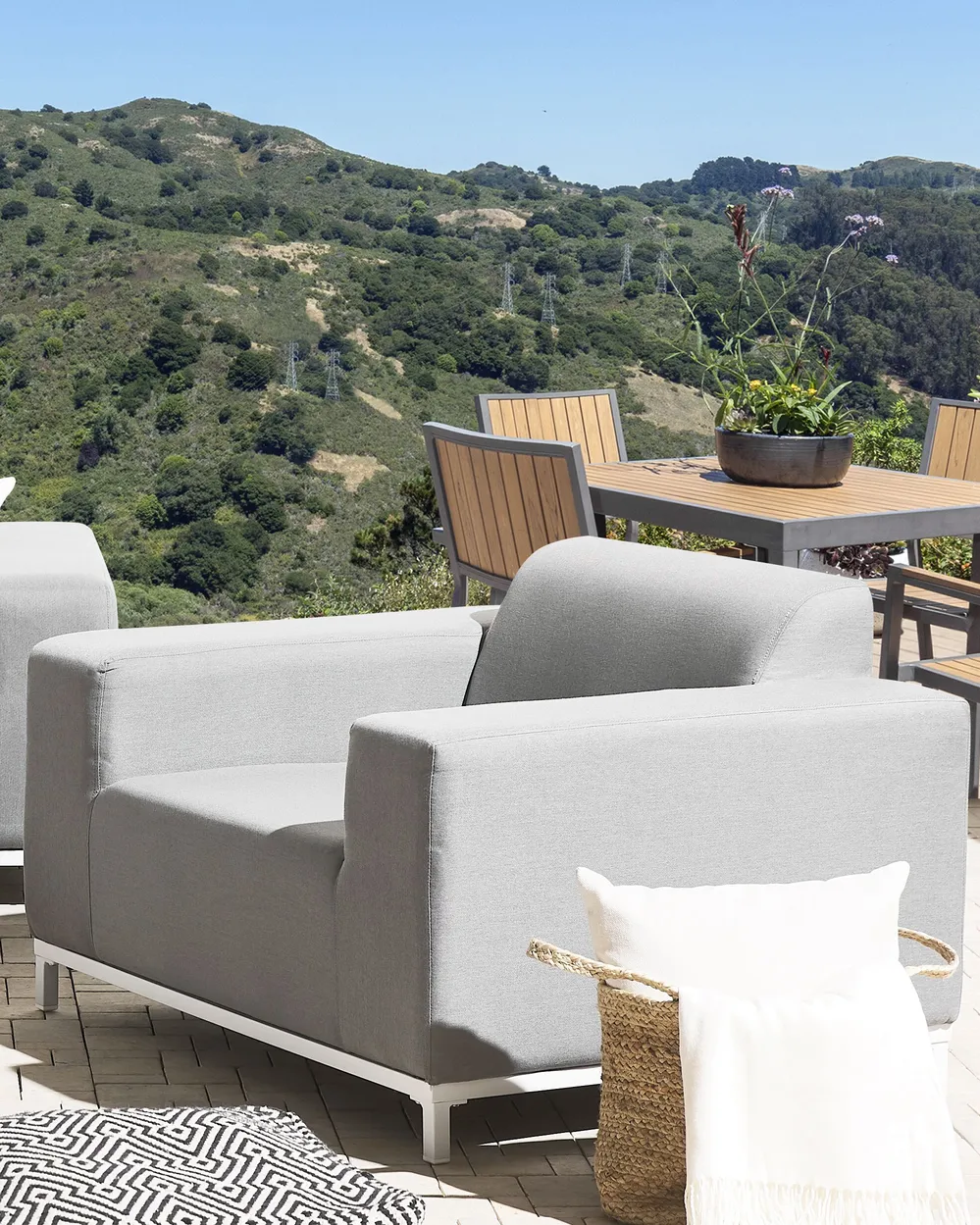 Gartensessel 2er Set ROVIGO Stoff Hellgrau