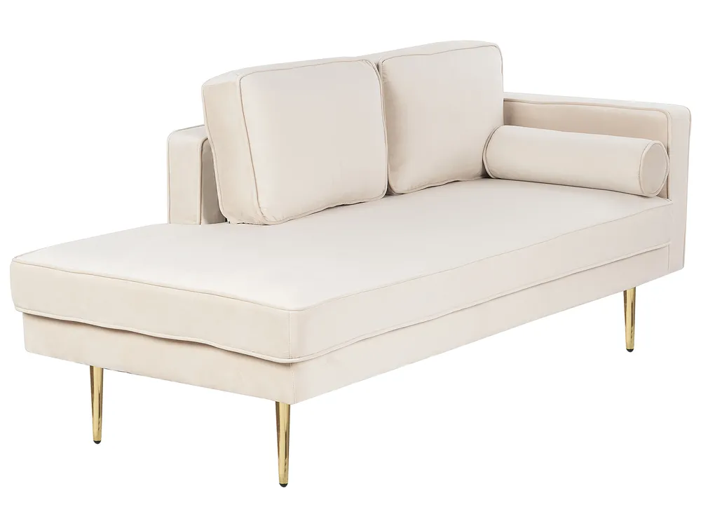 Rechtsseitige Chaiselongue MIRAMAS Samtstoff Beige_848686