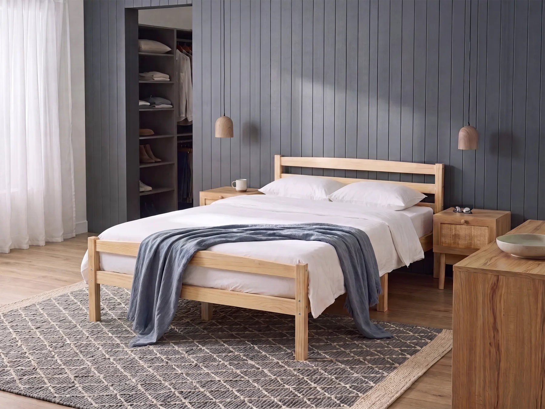 Bed Pine Wood ECHALLON 140 x 200 cm (EU Double) Light Brown_1113308