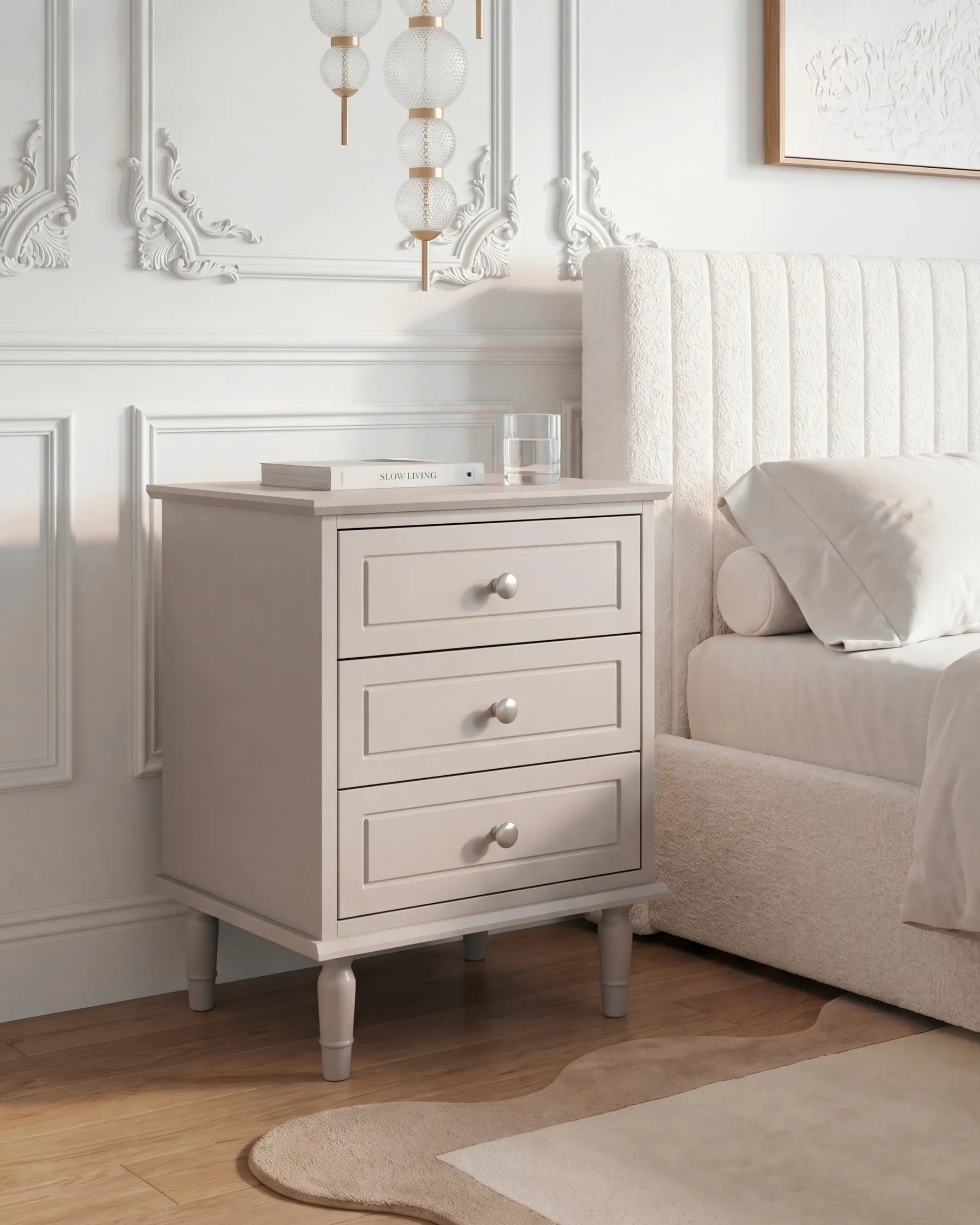 3 Drawer Bedside Table OBERON Beige_1135055
