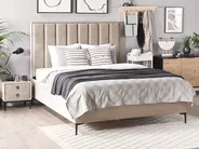 Schlafzimmer Set SEZANNE Samtstoff Taupe 160 x 200 cm_916847