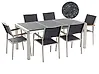 Garden Dining Set 6 Seater GROSSETO Triple Plate Granite Flamed Black