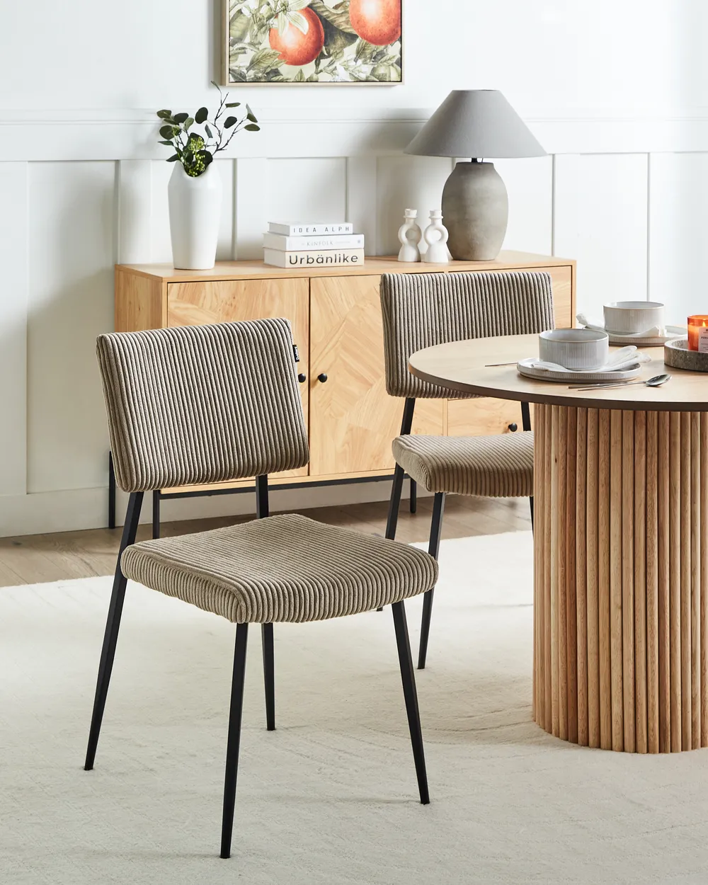 Esszimmerstuhl 2er Set STURGIS Cord Taupe