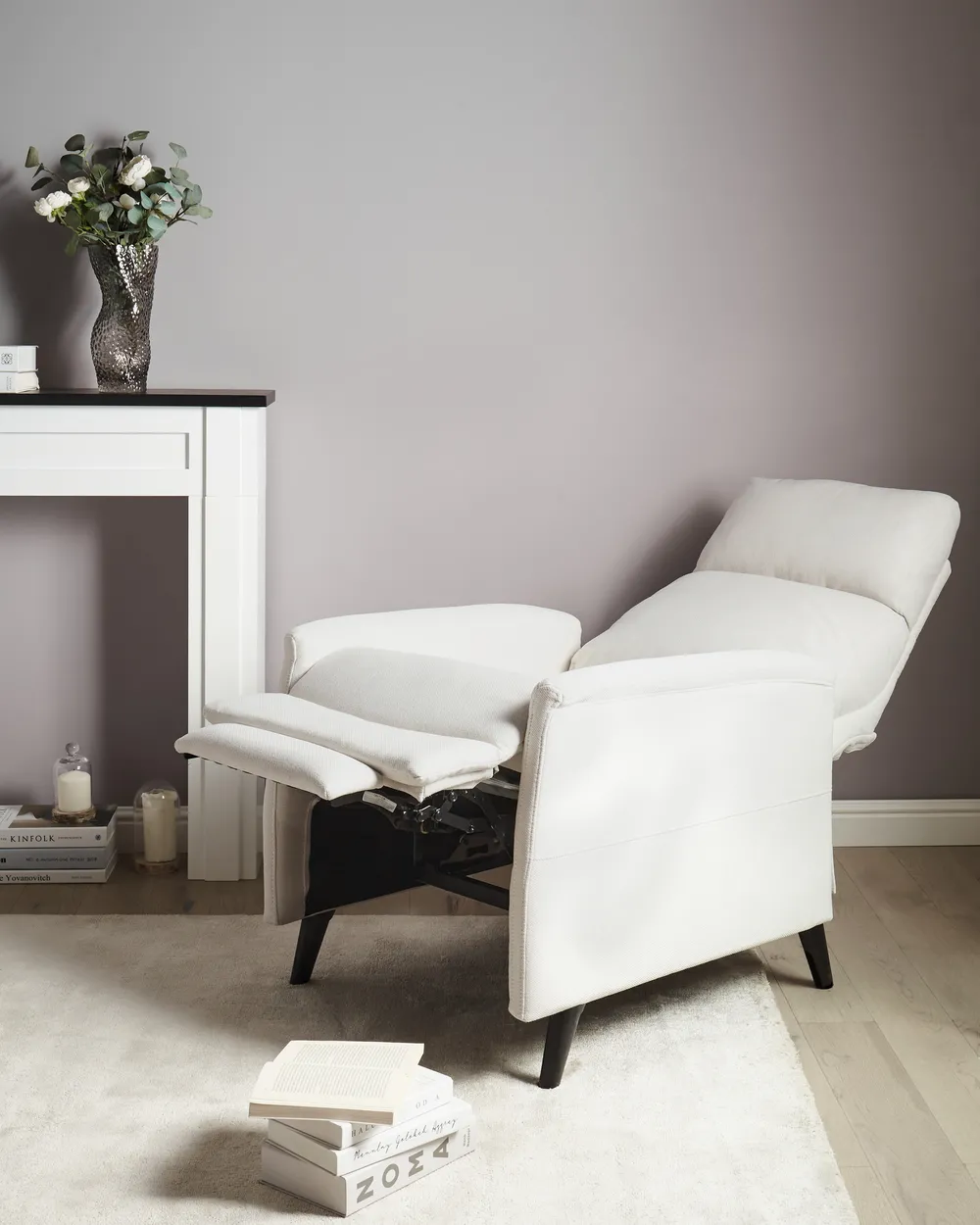 Recliner Chair SELVIK with Footrest Fabric Off-White_956135
