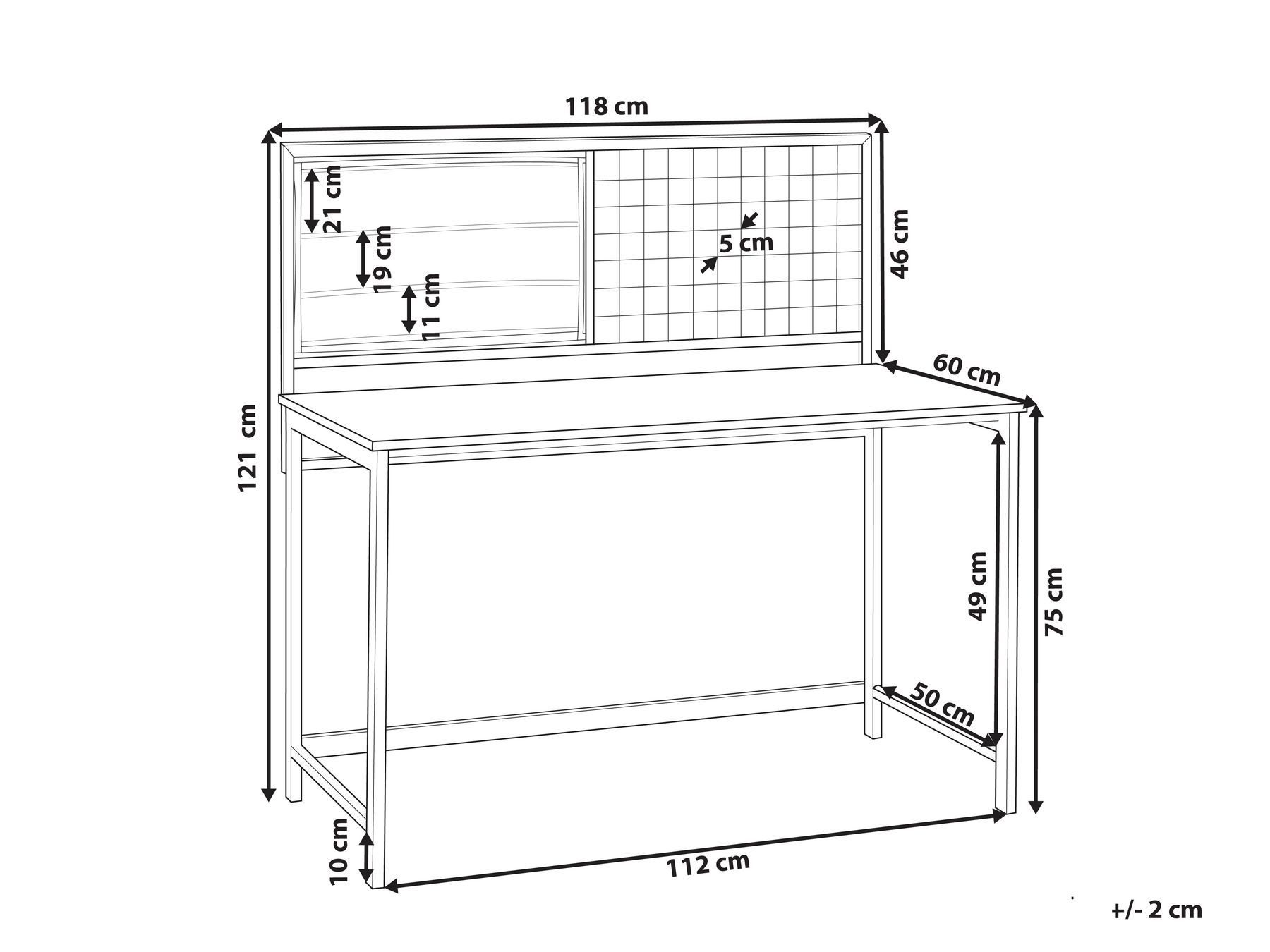 Office Desk with Memo Board VINCE 118 cm 60 cm Black_821451