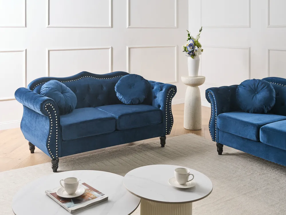 Sofa 2-Sitzer SKIEN Samtstoff Marineblau