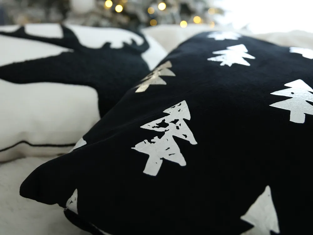 Dekokissen 2er Set SHADRACK 45 x 45 cm Baumwolle Weiß Weihnachtsmotiv_837633