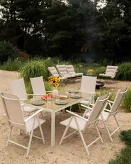 Gartenmöbel Set 6-Sitzer CATANIA Metall Beige_1109395