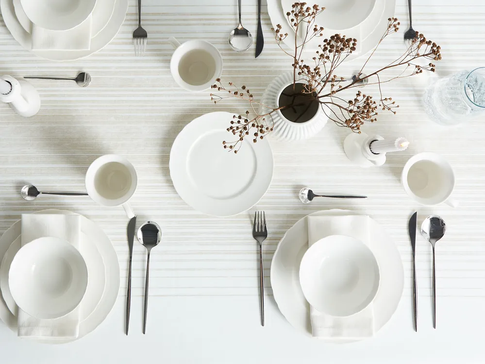 Set of 16 Dinnerware ELDERBERRY Porcelain White_957216