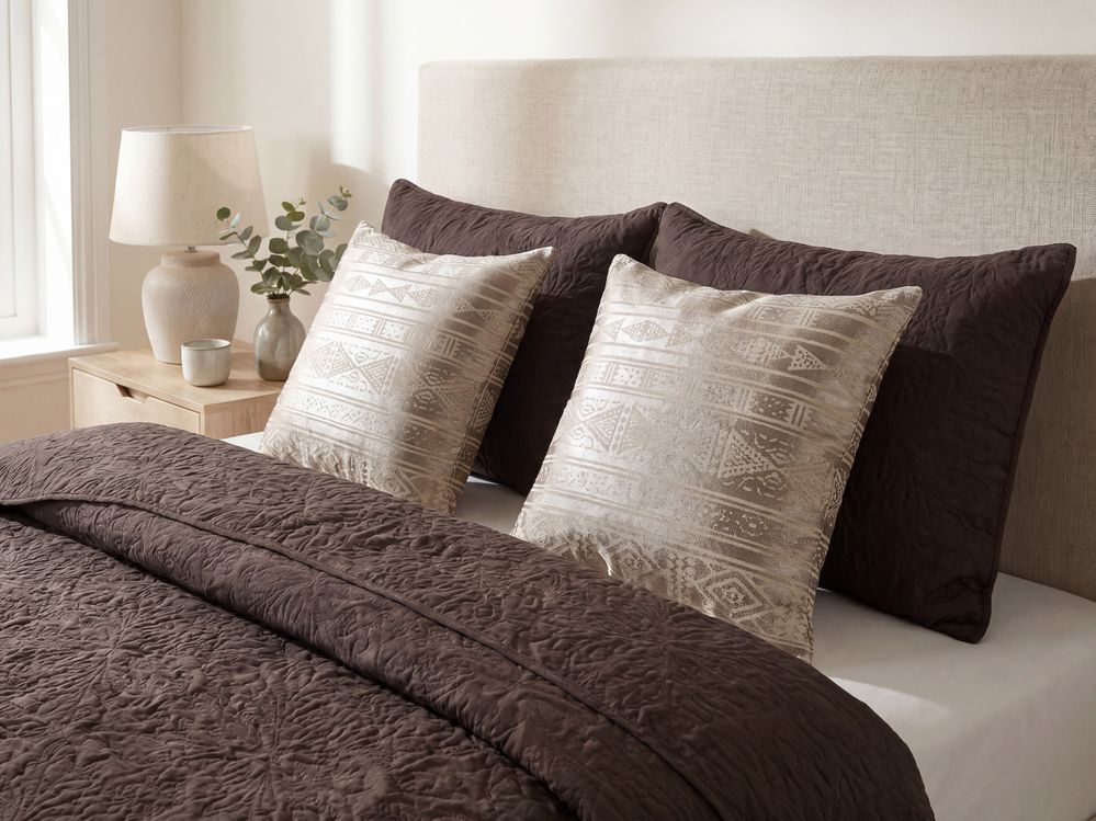 Throw Cushion OUJDA 50 x 50 cm Cotton Rose Gold Geometric Pattern