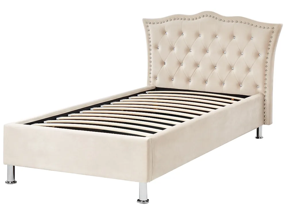 Krevet s prostorom za pohranu METZ Samet bež 90 x 200 cm_861388